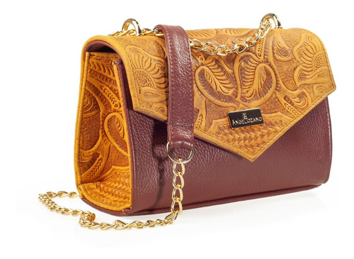 Imagen 6 de 7 de Bolsa Tipo Crossbody De Piel Con Grabado Tipo Cincelado Moda