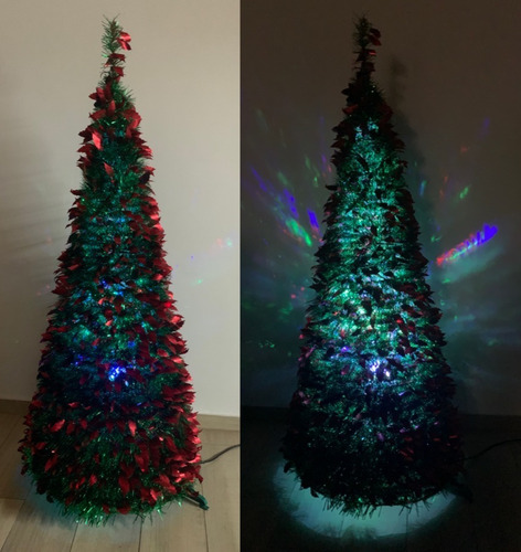 Imagen 9 de 10 de Arbol De Navidad Espiral Plegable 1,50 Mts Con Luz Led
