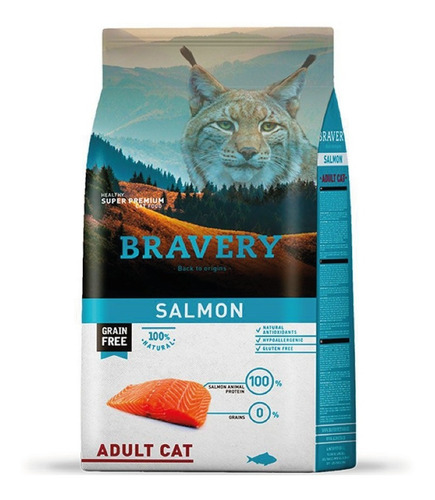 Alimento Gato Bravery Adulto Salmon 2 Kg Pt
