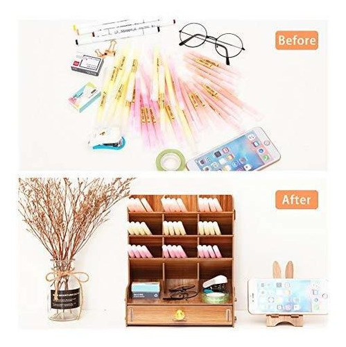 Organizador De Escritorio De Madera Ayane, Caja De Soporte D