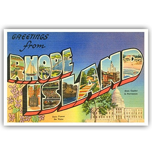 Saludos De Rhode Island Postal Reimpresión Vendimia Fijados 