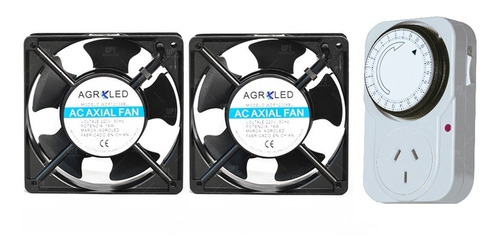 Kit Ventilacion Cooler Fan 4 Pulgadas 2u Con Timer Clima