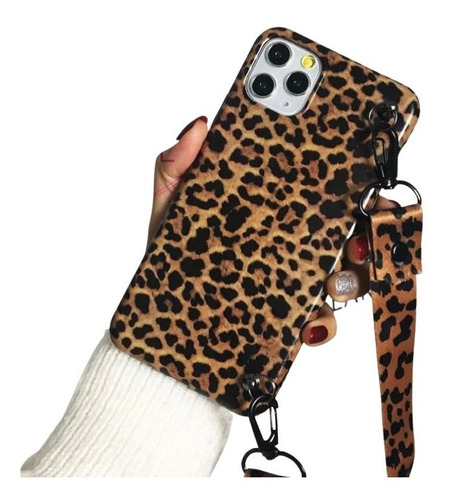 Carcasa Para iPhone 12,12 Pro Animal Print Con Cuerda.