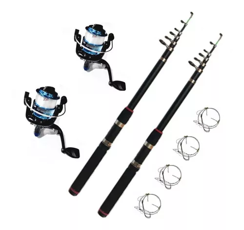 Combo De Pesca: 2 Reel + 2 Cañas 2.10mts + 4 Líneas Oferta