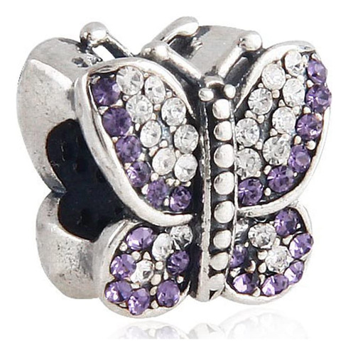 Mariposa Encanto Con Crystal Charm Plata De Ley 925 Birthsto