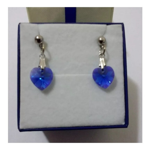 Imagem 2 de 6 de Par De Brinco Cristal Swarovski Sapphire Boreal Em Ródio