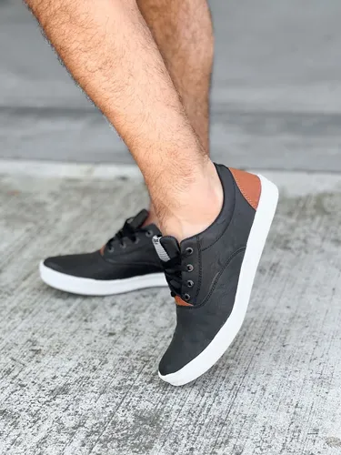 Zapatillas Urbanas Hombre Negro Eco Cuero Rafa Livianas