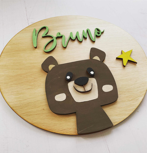 Letrero Con Nombre Para Decoración Habitación De Niño - Oso 