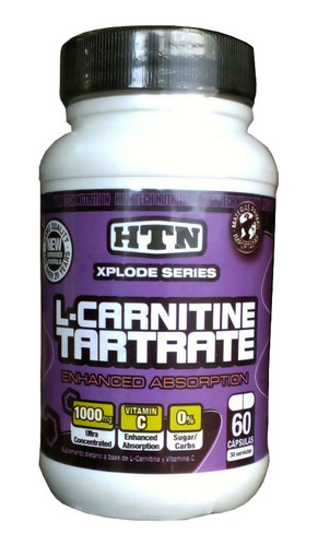 Imagen 1 de 6 de L Carnitina Tartrate X 60 Caps Htn Con Vitamina C