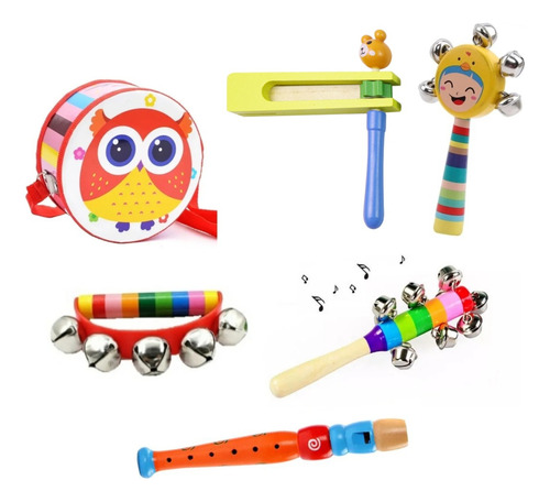 Juguetes Didácticos Musicales En Madera Para Niños Pack X6