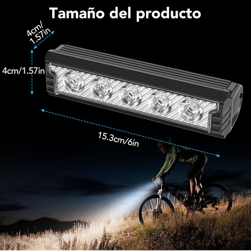 Luz Para Bicicleta 6000 Lúmenes Impermeable Con Luz Trasera