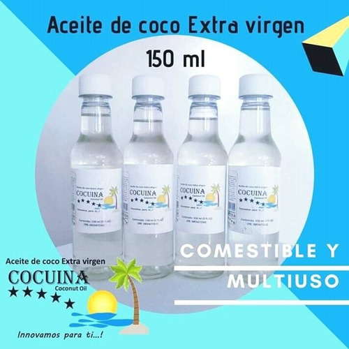 Imagen 4 de 6 de Aceite De Coco 100% Organico Comestible Extra Virgen
