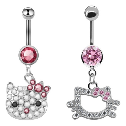 V Hello Kitty Mujer Acero Inoxidable De Piercing Ombligo