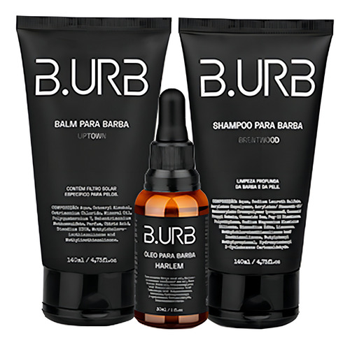 Kit Shampoo, Balm E Óleo Para Barba - Black - Barba Urbana