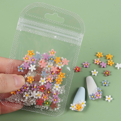 Joyas Para Uñas De Color Mate De Cinco Flores, 40 Bolsas De