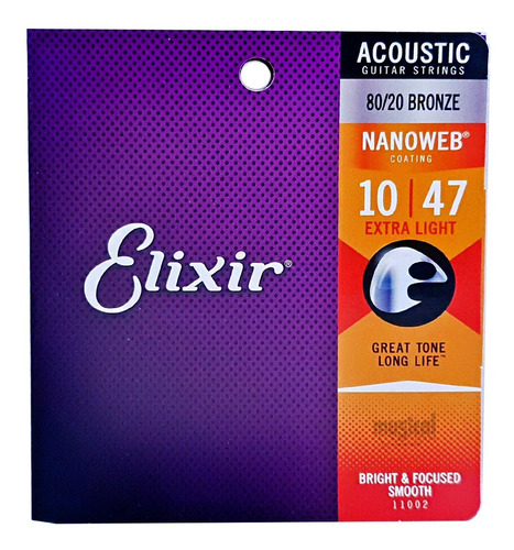 Encordoamento Elixir Extra Light  Violão Aço 010