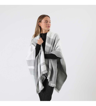 Poncho Tejido Zigzag Negro  Humana