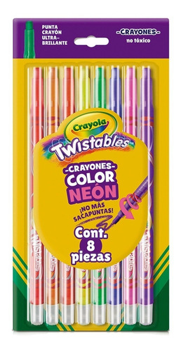 Imagen 1 de 3 de Crayones Twistables Crayola Color Neon 8 Piezas