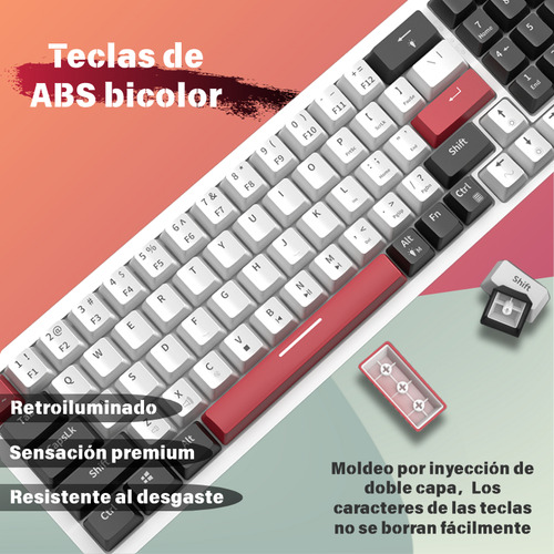 Teclado Mecánico 75% Zifriend R78 Usb-c Rgb De 78 Teclas Blanco-brown Switch Inglés Us