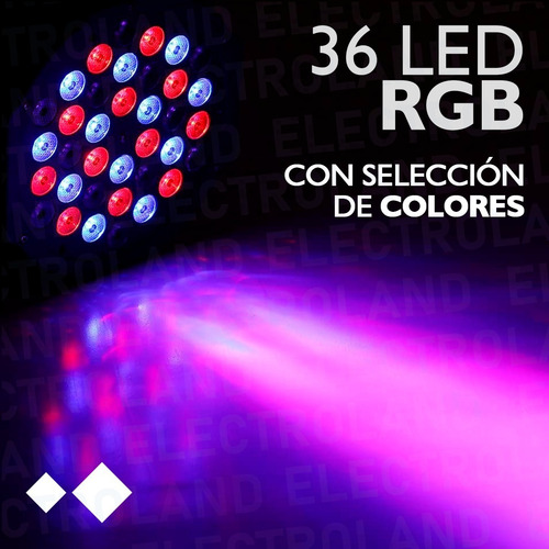 Imagen 5 de 10 de Proton Led Par 36 Led Alta Luminosidad Rgb Audioritmico Dmx