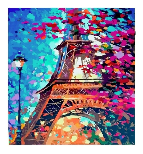 Lienzo Pinta Por Número Torre Eiffel Paris Primavera Educar 