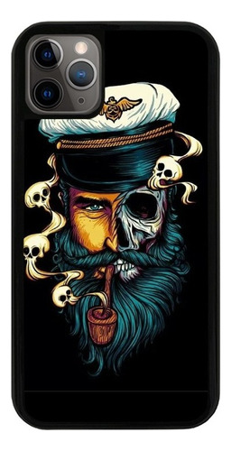 Funda Uso Rudo Tpu Para iPhone Pirata Calavera Fondo Negro 