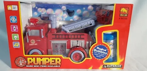Camión De Bombero Lanza Burbuja Luces Y Sonido Rojo Espuma
