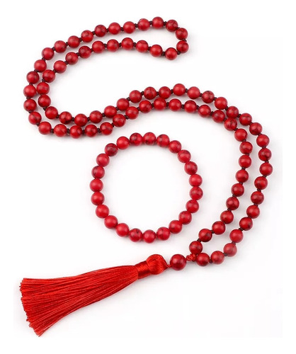 Collar Rosario Budista Japa Mala Medita Turquesa Con Pulsera