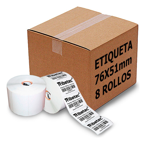 8 Rollos Etiqueta Térmica Directa 3x2 (76x51 Mm) 1500 Pz C/u Color Blanco Diseño Impreso No Aplica