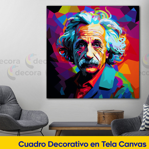 Cuadro Albert Einstein Abstracto Moderno Canvas 60x60 Gen17