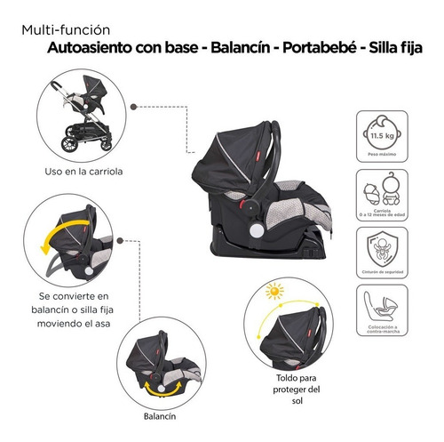 Cochecito de paseo travel system D'bebé Crown negro con chasis color plateado