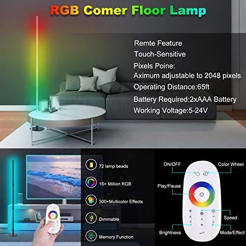 Huttoly Lampara Pie Esquina Rgb Color Led Regulable