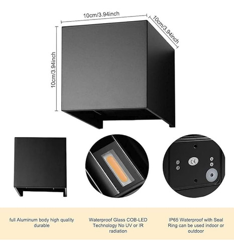 Pack X6 Lampara Led Para Pared Exterior Aplique Terraza Esca