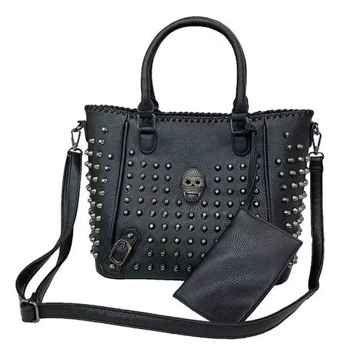 Bolso De Mujer Con Forma De Calavera Negra Con Remaches Band