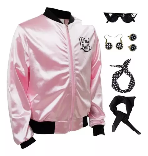 Grease - Disfraz de chaqueta para mujer (color rosa