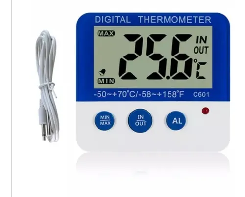 Termómetro para refrigerador, paquete de 2 termómetros para nevera,  termómetro de acero inoxidable con indicador rojo, termómetros de esfera  grande