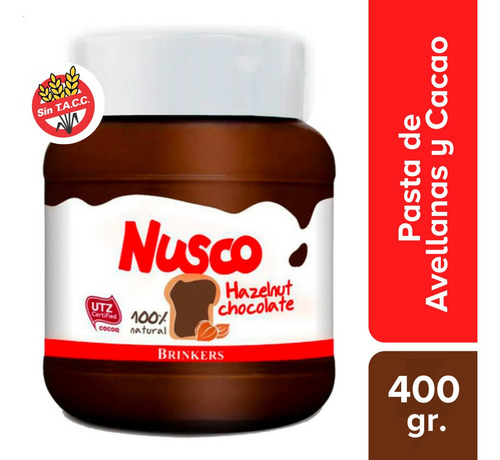 Pasta De Avellanas Y Cacao Nusco 400 Gr. Sin Tacc