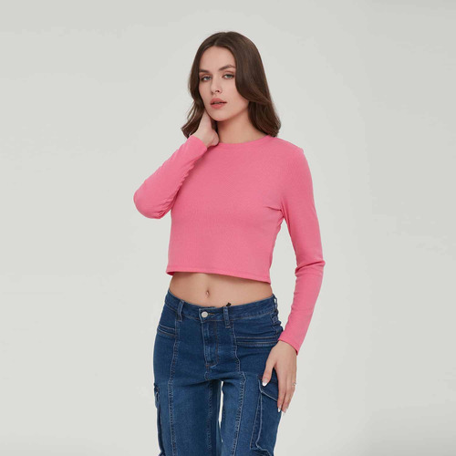 Polera Mujer Rib Liso / Rapport Fucsia Claro Fashion's Park