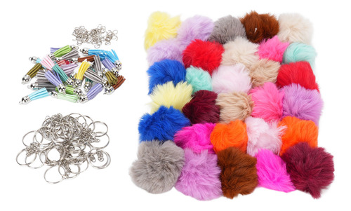 Llaveros Puff Ball Multicolores, Juego De 30 Accesorios Para
