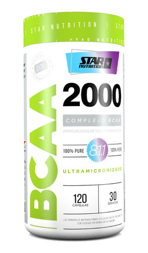 Bcaa 2000 X 120 Caps Star Nutrition - Aminoácidos Ramificado