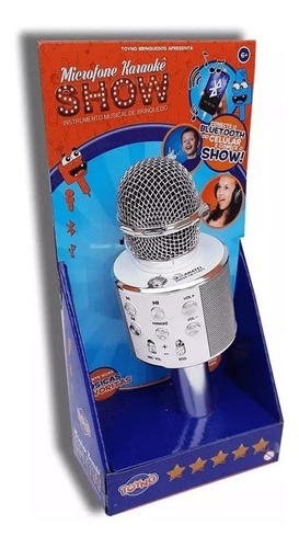 Brinquedo Microfone Karaokê Show Bluetooth Prata Toyng 36739