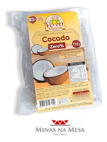 Cocada Em Tablete Diet Zero Açúcar E Glúten 110g