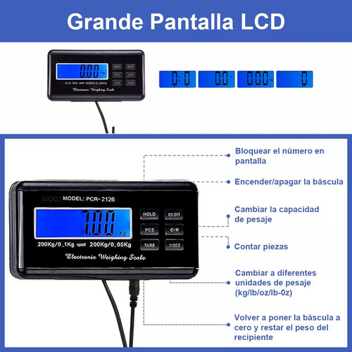 Bascula Electronica Para Paqueteria Digital Plataforma 200kg Color Gris