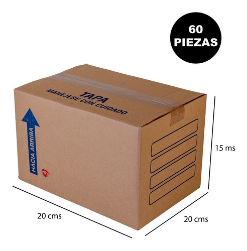 Imagen 2 de 2 de 60 Cajas De Carton Corrugado Para Empaque 20x20x15 Cms Mp27