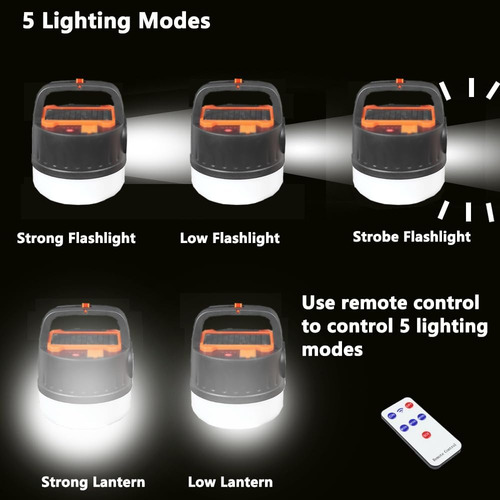 Bombilla Led Solar Recargable Colgante Con Control Remoto 50
