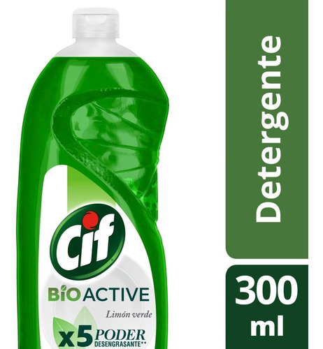 Detergente Lavavajilla Cif Active Gel Limon Verde X 300 Ml