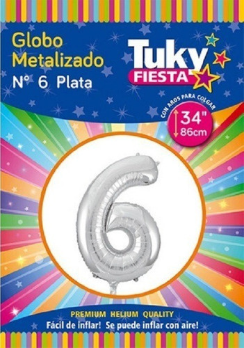 1 Globo Metalizado Numeros 34 Pulgadas Tuky 