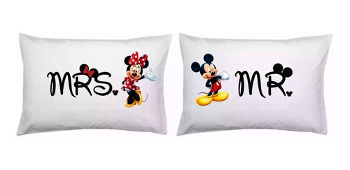 2 Fronhas  + 2 Caneca Personalizada Mickey E Minnie