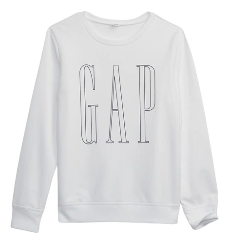 Poleron Mujer Gap Logo Cuello Redondo Blanco