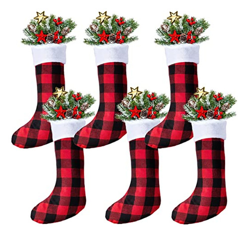 Paquete De 6 Calcetines Navideños De 18 Pulgadas, Cuad...